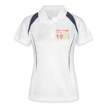 Großartig seit 1973 Retro Neon - Frauen Polo atmungsaktiv - Weiß/Navy - Vorne