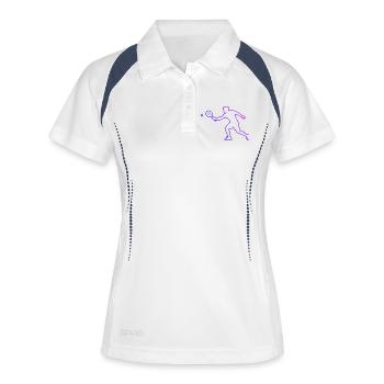 Geschenkidee für den Doppelspieler mit Doppelspiel - Frauen Polo atmungsaktiv - Weiß/Navy - Vorne