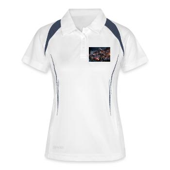Narr tanzt - Frauen Polo atmungsaktiv - Weiß/Navy - Vorne
