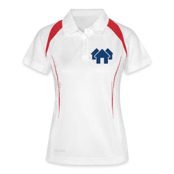 Hauslinien-Symbol Hausbau-Eigenschaftsvektor Symb - Frauen Polo atmungsaktiv - Weiß/Navy - Vorne