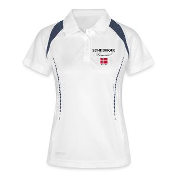 Sonderborg Dänemark Koordinaten Reise Souvenir - Frauen Polo atmungsaktiv - Weiß/Navy - Vorne