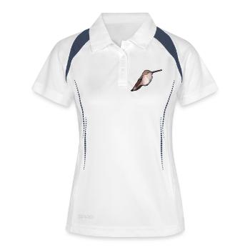 Kolibri im Abendlicht - Frauen Polo atmungsaktiv - Weiß/Navy - Vorne