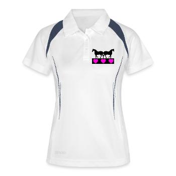 Pferde - Frauen Polo atmungsaktiv - Weiß/Navy - Vorne