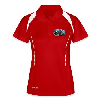 Motorrad - Frauen Polo atmungsaktiv - Weiß/Navy - Vorne