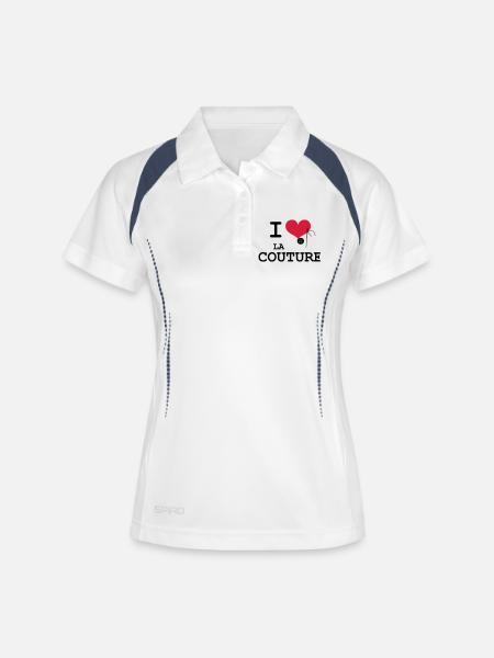 I Love la Couture - Polo respirant Femme - blanc/marine