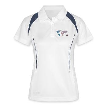 World map travel - Women's Polo breathable - white/navy - Front