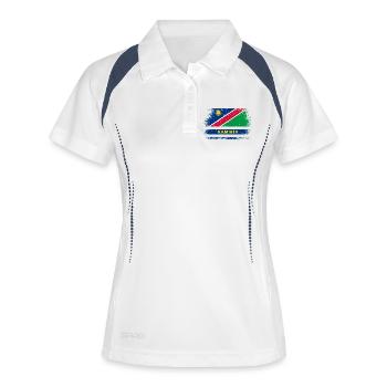 Namibia Flaggen Design - Frauen Polo atmungsaktiv - Weiß/Navy - Vorne