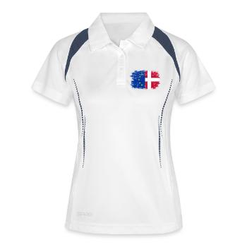 EU Dänemark Flagge Fusion - Frauen Polo atmungsaktiv - Weiß/Navy - Vorne