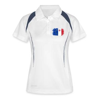 EU Japan Flagge Fusion Kreuz - Frauen Polo atmungsaktiv - Weiß/Navy - Vorne