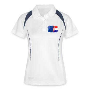 EU Kroatien Flagge Fusion - Frauen Polo atmungsaktiv - Weiß/Navy - Vorne