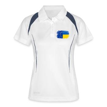 Fusion du drapeau de l’UE et de l’Ukraine - Polo respirant Femme - blanc/marine - Devant
