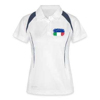 EU Italien Pinsel Flagge Fusion - Frauen Polo atmungsaktiv - Weiß/Navy - Vorne