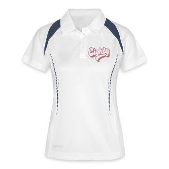 Quatre-vingts femmes de 80 ans - Polo respirant Femme - blanc/marine - Devant