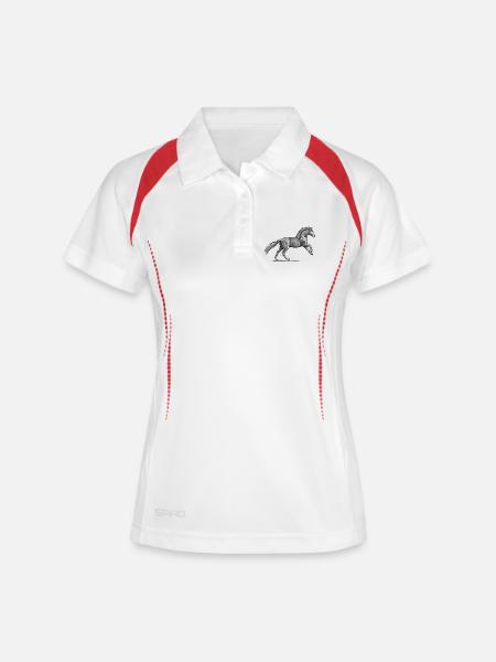 Galop de cheval noir - Polo respirant Femme - blanc/marine