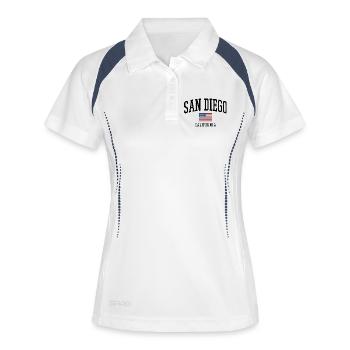 San Diego, États-Unis – Design patriotique californien - Polo respirant Femme - blanc/marine - Devant