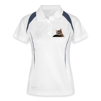 Katze Kätzchen - Frauen Polo atmungsaktiv - Weiß/Navy - Vorne