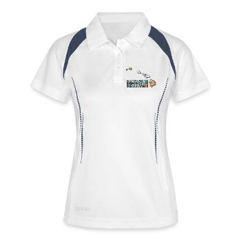 Aquarell Landkarte Hawaii - Frauen Polo atmungsaktiv - Weiß/Navy - Vorne