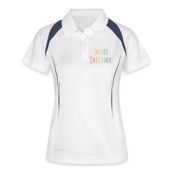Merry Christmas regenbogen - Frauen Polo atmungsaktiv - Weiß/Navy - Vorne
