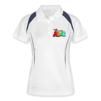 Kunterbunter Jester Schriftzug Köln Karneval - Frauen Polo atmungsaktiv - Weiß/Navy - Vorne
