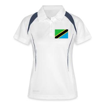 Tansania - Frauen Polo atmungsaktiv - Weiß/Navy - Vorne