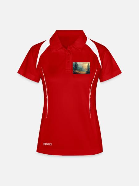 Forest Landscape Illustration Poster - Women's Polo breathable - white/navy