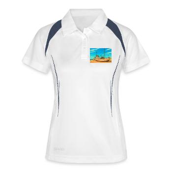 Cutter sur le Sletterstrand au Danemark - Polo respirant Femme - blanc/marine - Devant