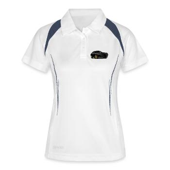 Nachtmuskel mit Gelbfelgen - Frauen Polo atmungsaktiv - Weiß/Navy - Vorne