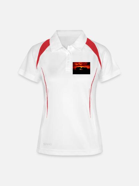 Silhouetted Elephants at Sunset - Women's Polo breathable - white/navy