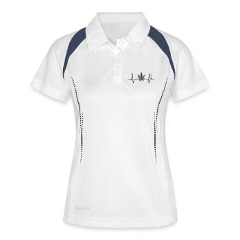 Conception de la marijuana et des battements de cœur - Polo respirant Femme - blanc/marine - Devant