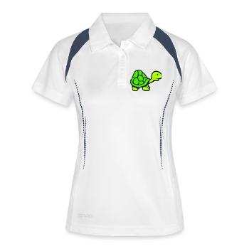 Tortue long cou souriant heureux drôle - Polo respirant Femme - blanc/marine - Devant
