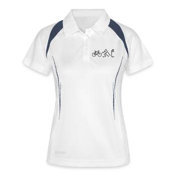 Chemise Vélo, Montagne, Bouteille d’eau Minimaliste - Polo respirant Femme - blanc/marine - Devant