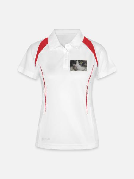 Pixel Cat Mosaic Portrait - Women's Polo breathable - white/navy
