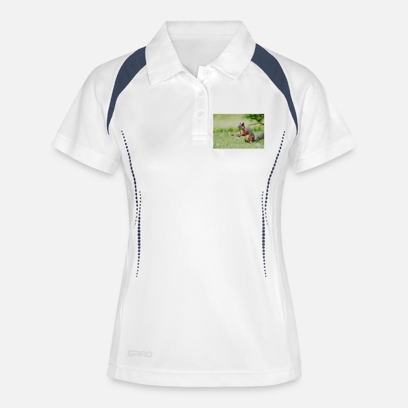 Squirrel Mosaic in the grass field - Women's Polo breathable - white/navy