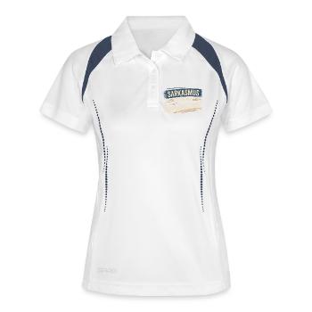 Sarkasmus ist meine Komfortzone – Lustiger Spruch - Frauen Polo atmungsaktiv - Weiß/Navy - Vorne
