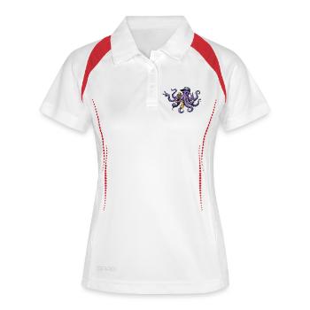 Rappeur pieuvre avec chaîne en or - Polo respirant Femme - blanc/marine - Devant