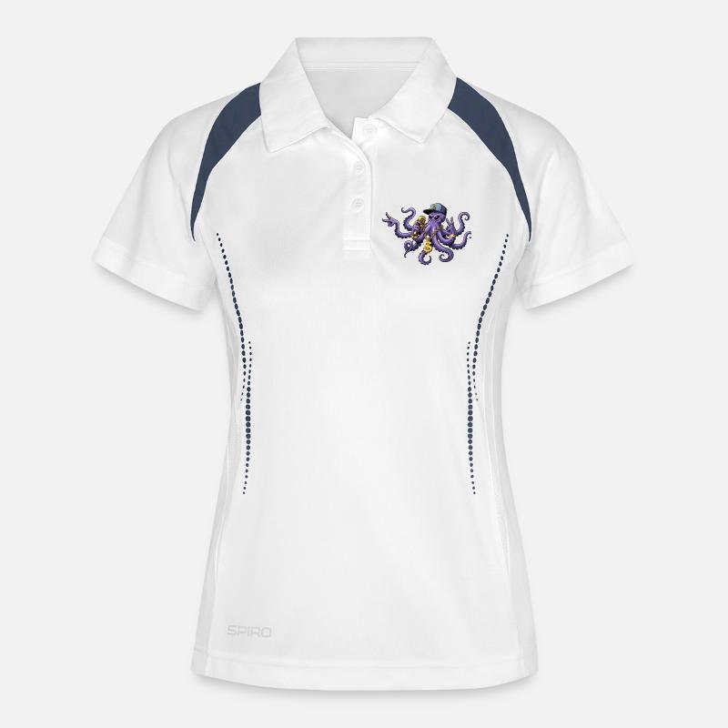 Octopus Rapper with Gold Chain - Women's Polo breathable - white/navy