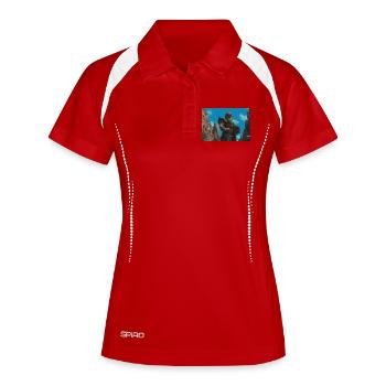 Illustration of a fantasy landscape - Women's Polo breathable - white/navy - Front