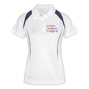 Main_Character_Energy_ _smilie_2 - Women's Polo breathable - white/navy - Front