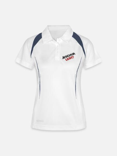 Yeshua lives black and red - Women's Polo breathable - white/navy