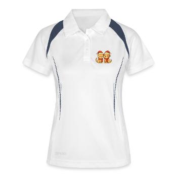 Weihnachts Duo Haustierfreunde - Frauen Polo atmungsaktiv - Weiß/Navy - Vorne