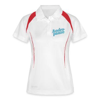 Wechseljahre Mann Andropause - Frauen Polo atmungsaktiv - Weiß/Navy - Vorne
