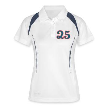 25. 25 ANS. 25e ANNIVERSAIRE. ANNIVERSAIRE 25 ANS. - Polo respirant Femme - blanc/marine - Devant