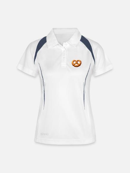 Low Poly Orange Polygonal Pretzel - Women's Polo breathable - white/navy