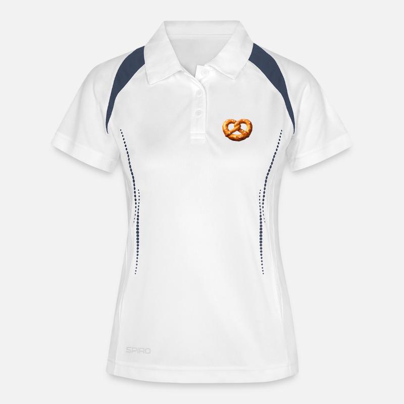 Low Poly Orange Polygonal Pretzel - Women's Polo breathable - white/navy