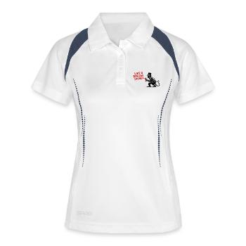 Wie ein Rolling Stone Monkey - Frauen Polo atmungsaktiv - Weiß/Navy - Vorne
