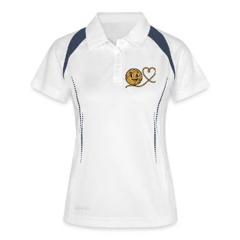 Crochet au crochet en forme de cœur pour amoureux de laine au crochet - Polo respirant Femme - blanc/marine - Devant