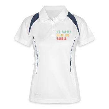 Je préfère être en selle - Polo respirant Femme - blanc/marine - Devant