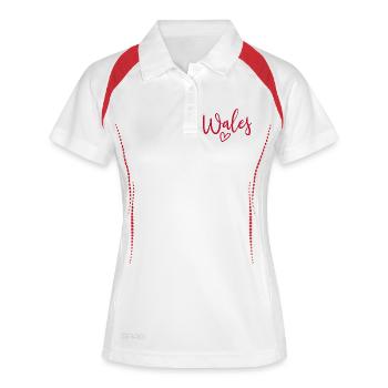 Cœur du Pays de Galles Amour des Femmes du Pays de Galles - Polo respirant Femme - blanc/marine - Devant