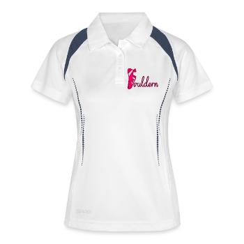 Hobby Bouldern Klettern - Frauen Polo atmungsaktiv - Weiß/Navy - Vorne