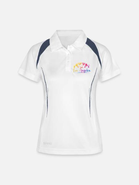 Palmiers de Los Angeles - Polo respirant Femme - blanc/marine